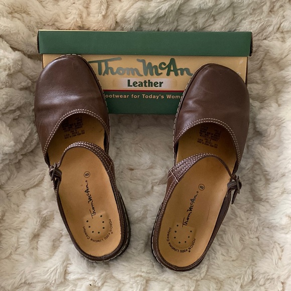 EUC Thom McCan Brown leather mules 8 - Picture 1 of 5